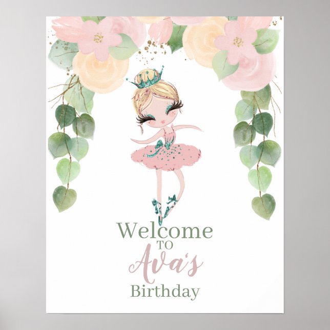 DANCE & TWIRL| BALLERINA BIRTHDAY | FLORAL| POSTER (Front)