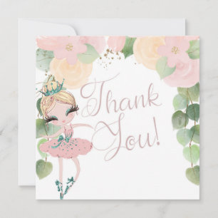 DANCE & TWIRL BALLERINA BIRTHDAY FLORAL THANK YOU CARD
