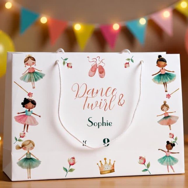 Dance & twirl ballerina birthday party large gift bag (Creator Uploaded)