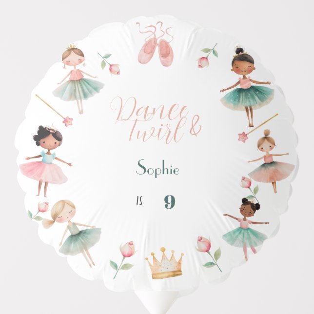 Dance & twirl girl birthday party balloon (Front)