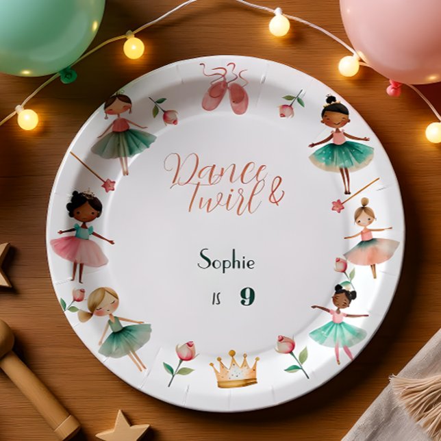 Dance & twirl girl birthday party paper plates (Creator Uploaded)