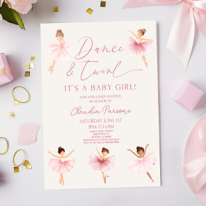 Dance & Twirl Pink Ballerina Ballet Baby Shower Invitation