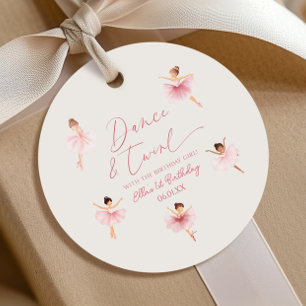 Dance & Twirl Pink Ballerina Ballet Birthday Party Favor Tags