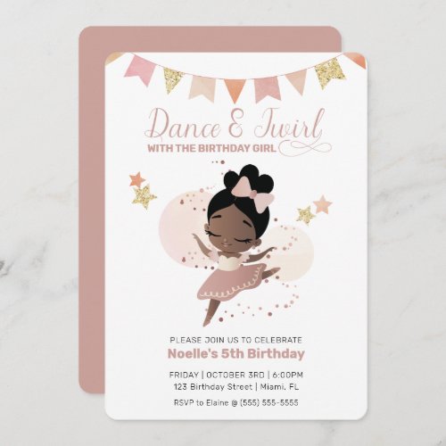 Dance  Twirl Princess Ballerina Birthday Invitation