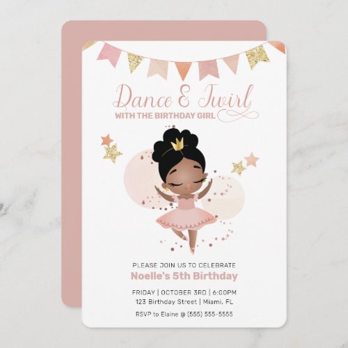 Dance  Twirl Princess Ballerina Birthday Invitation