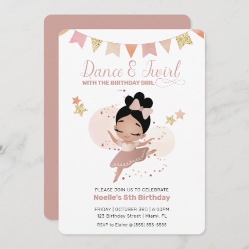 Dance  Twirl Princess Ballerina Birthday Invitation