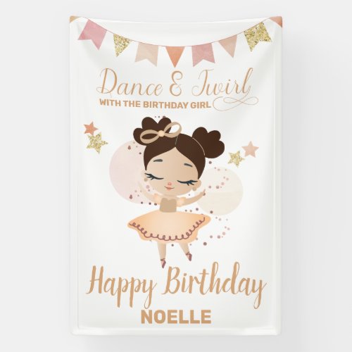 Dance  Twirl Princess Ballerina wBow Birthday Banner