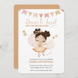 Dance & Twirl, Princess Ballerina w/Bow Birthday Invitation