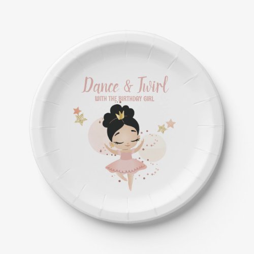 Dance  Twirl Princess Ballerina wTiara Birthday Paper Plates