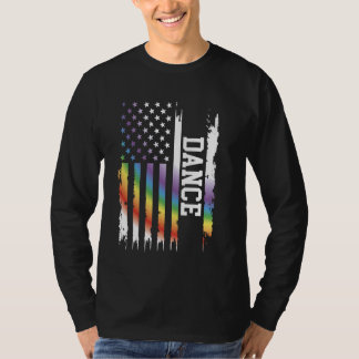 Dance United States Distressed Rainbow w US Flag T-Shirt