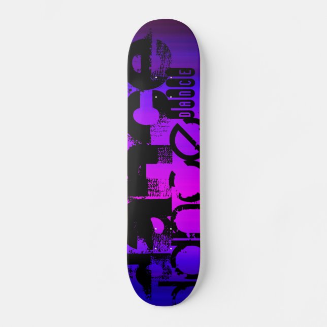 Dance; Vibrant Violet Blue and Magenta Skateboard Deck (Front)