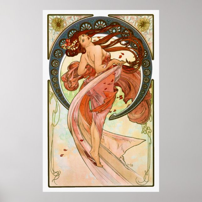 Dance - Vintage Art Nouveau by Alphonse Mucha Poster (Front)