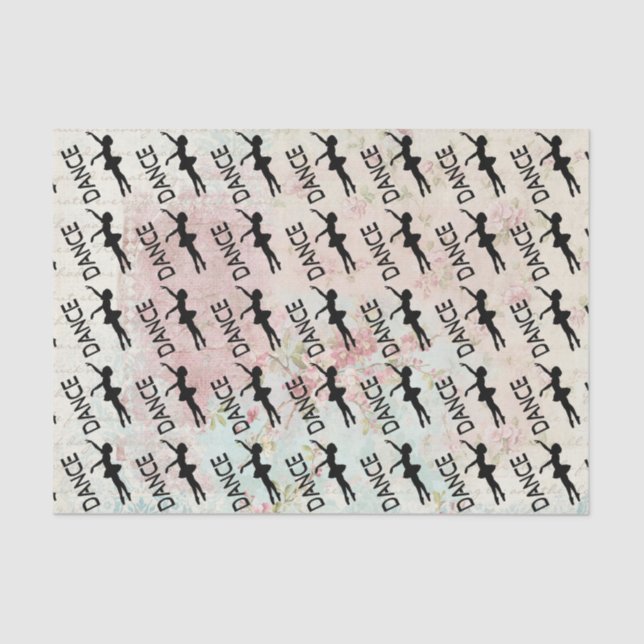 Dance - Vintage Ballerina Silhouette Pattern Tissue Paper (Front)