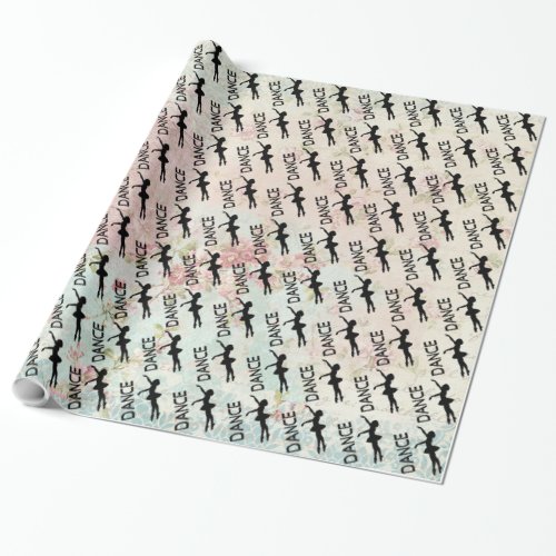 Dance _ Vintage Ballerina Silhouette Pattern Wrapping Paper