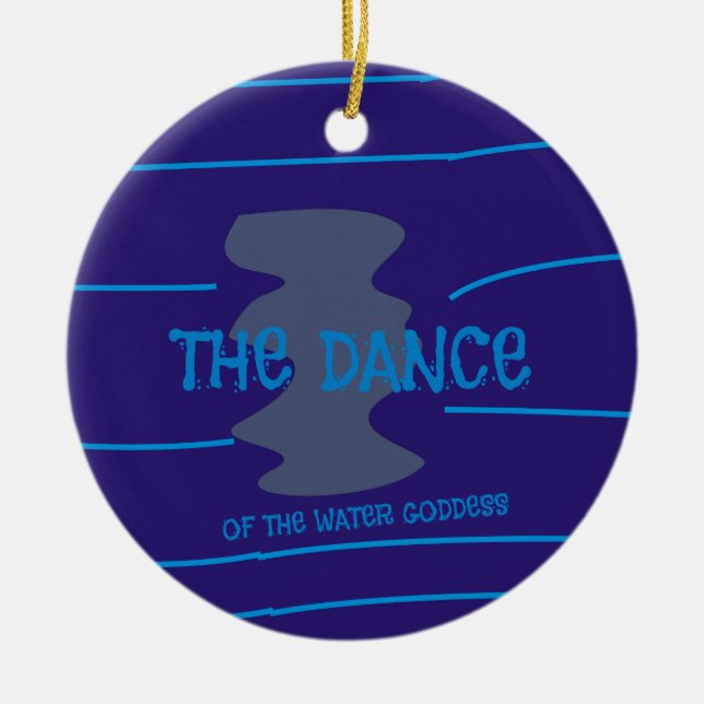 Dance Water Goddess Blue Waves Lines Ocean Sea     Ceramic Ornament (Front)