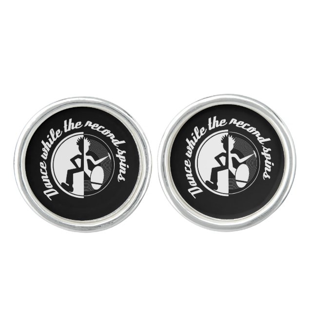 Dance whilst the record spins black cufflinks (Front)