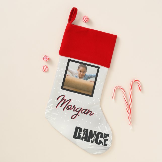 Dance Winter Wonder Custom Photo & Name  Christmas Stocking (Front)