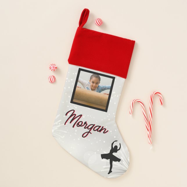 Dance Winter Wonder Custom Photo & Name   Christmas Stocking (Front)