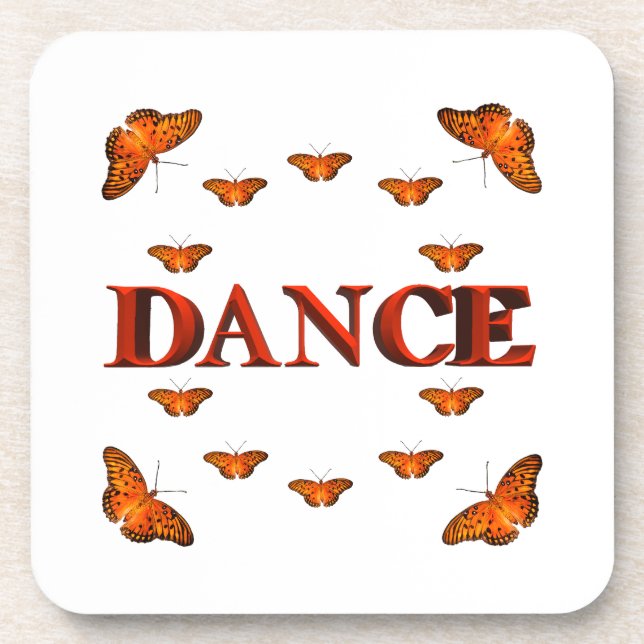 Dance with butterflies design beverage coaster (Front)