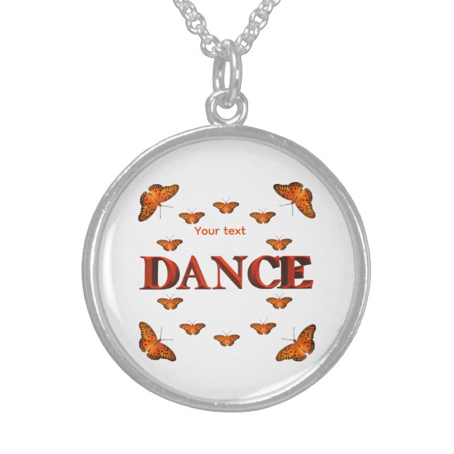 Dance with butterflies design sterling silver necklace (Front)