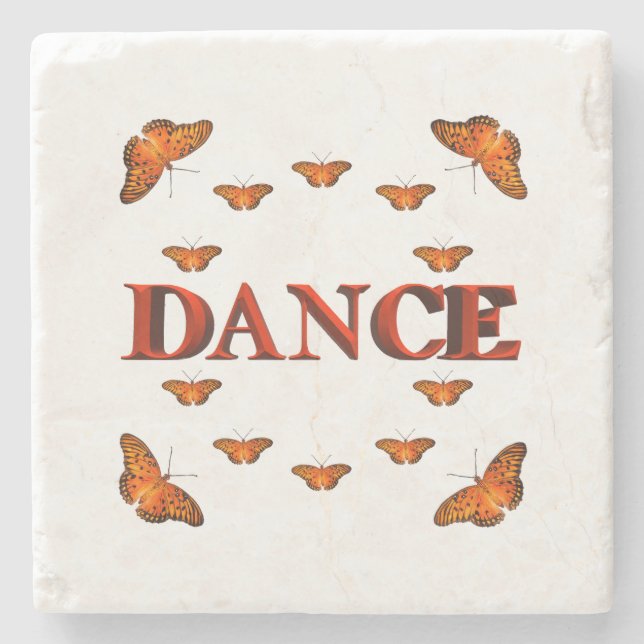 Dance with butterflies design stone coaster (Front)