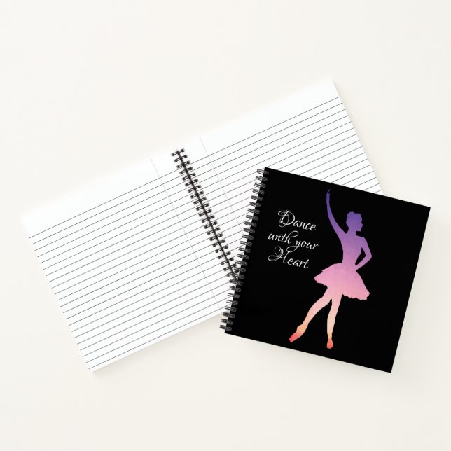 Dance with your heart ballerina silhouette notepad notebook (Inside)