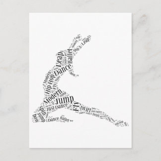 Dance Word Cloud Black & White Postcard