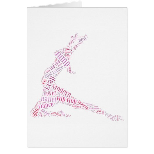 Dance Word Cloud Pink Cards (Front)