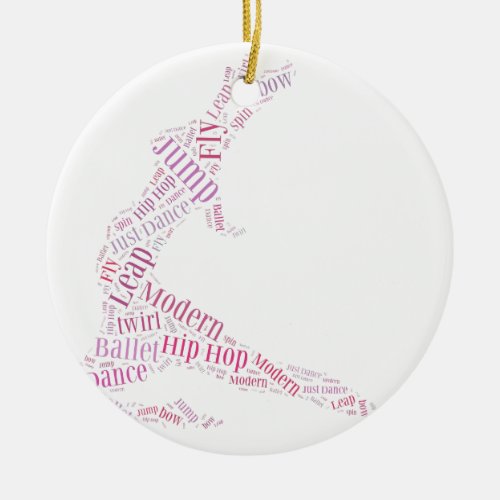 Dance Word Cloud Pink Ceramic Ornament