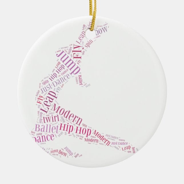 Dance Word Cloud Pink Ceramic Ornament (Front)