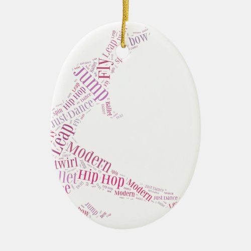 Dance Word Cloud Pink Ceramic Ornament