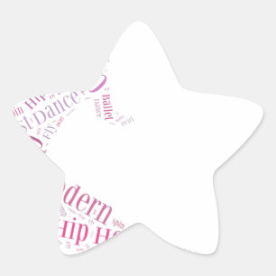 Dance Word Cloud Pink Star Sticker