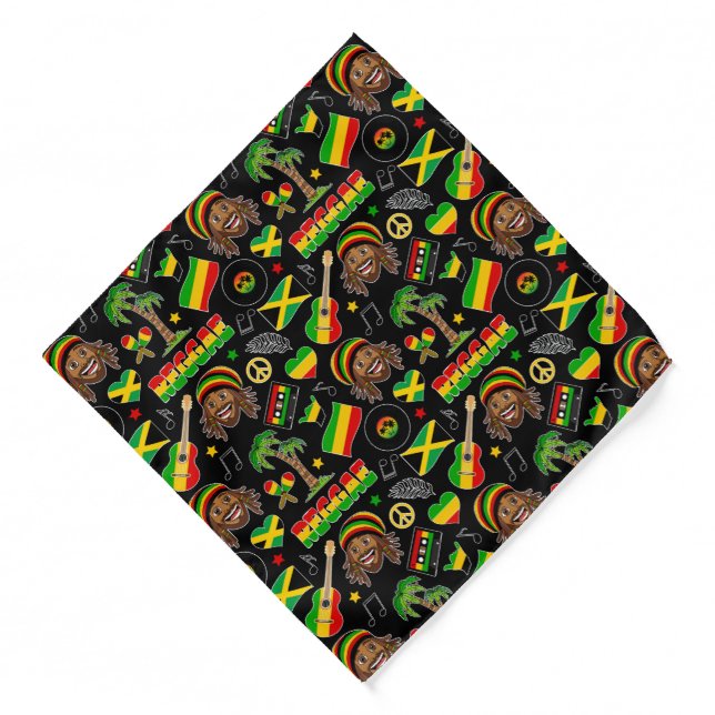 Dancehall Reggae Music Lover Patterned Bandana (Front)