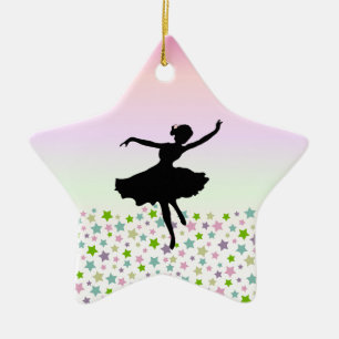 Dancer amongst the stars and pink sky ceramic ornament