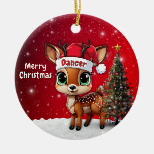 Dancer Baby Deer, Fawn, Doe, Reindeer🦌 🎄 Ceramic Ornament