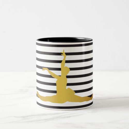 Dancer Ballroom Black White Stripes Chic Two_Tone Coffee Mug