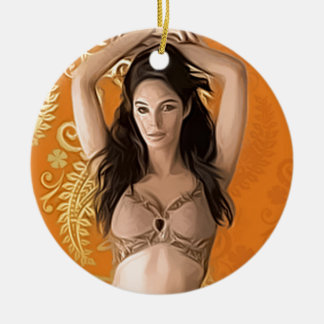 Dancer belly dancing ceramic ornament