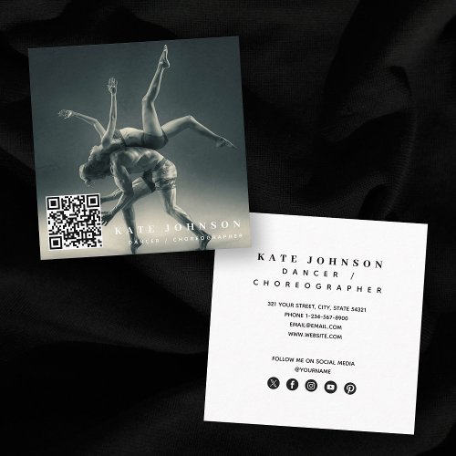 Dancer Choreographer Photo QR Code Social Media Square Business Card