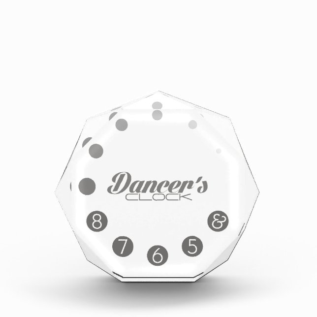 Dancer clock with numbers for a Dancer's. Acrylic Award (Front)