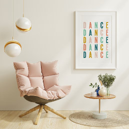 Dancer Dance Simple Colorful Typography Design Poster