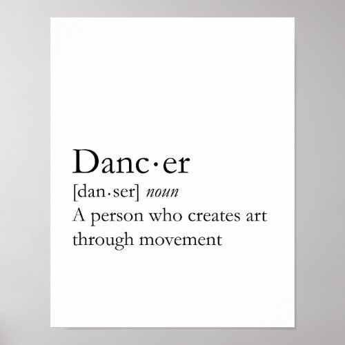 Dancer Definition Word Art Poster