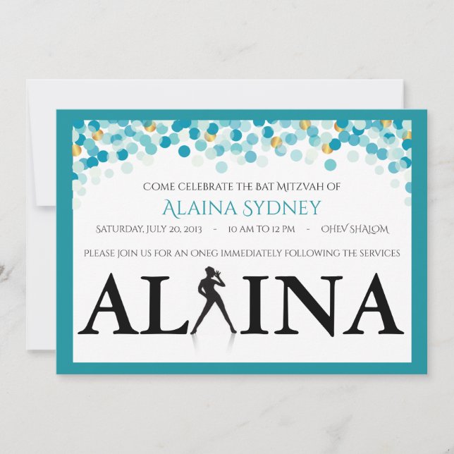 DANCER DOTS Bat Mitzvah Invitation (Front)