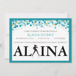 DANCER DOTS Bat Mitzvah Invitation