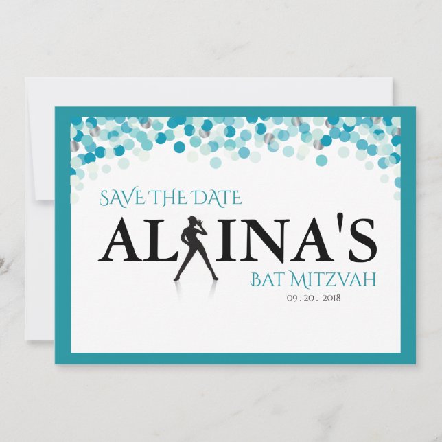 DANCER DOTS Bat Mitzvah ---SILVER GOTS Save The Date (Front)