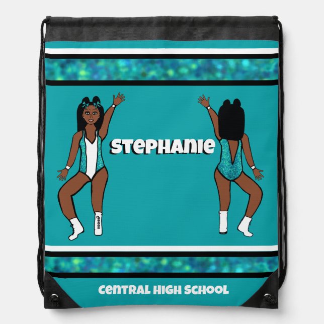 Dancer Drawstring Bag Aqua White Spark #1 (Front)