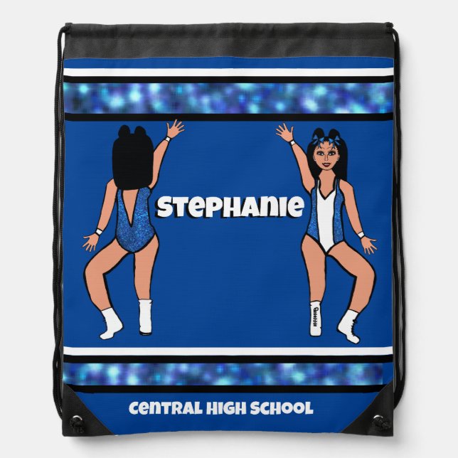 Dancer Drawstring Bag Blue White Spark #2 (Front)