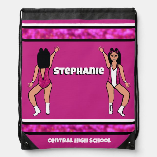 Dancer  Drawstring Bag Fuchsia White Spark #2 (Front)
