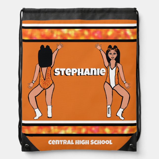 Dancer Drawstring Bag Orange White Spark #2 (Front)