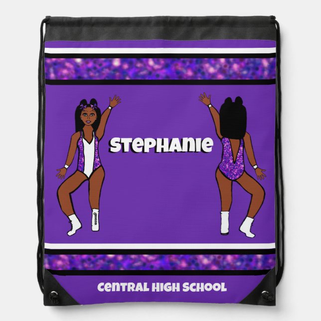 Dancer  Drawstring Bag Purple White Spark  (Front)