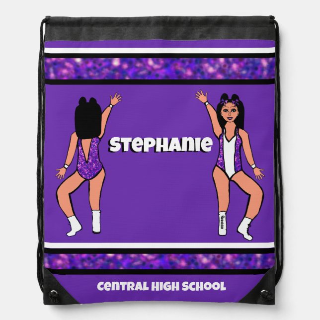 Dancer  Drawstring Bag Purple White Spark #2 (Front)